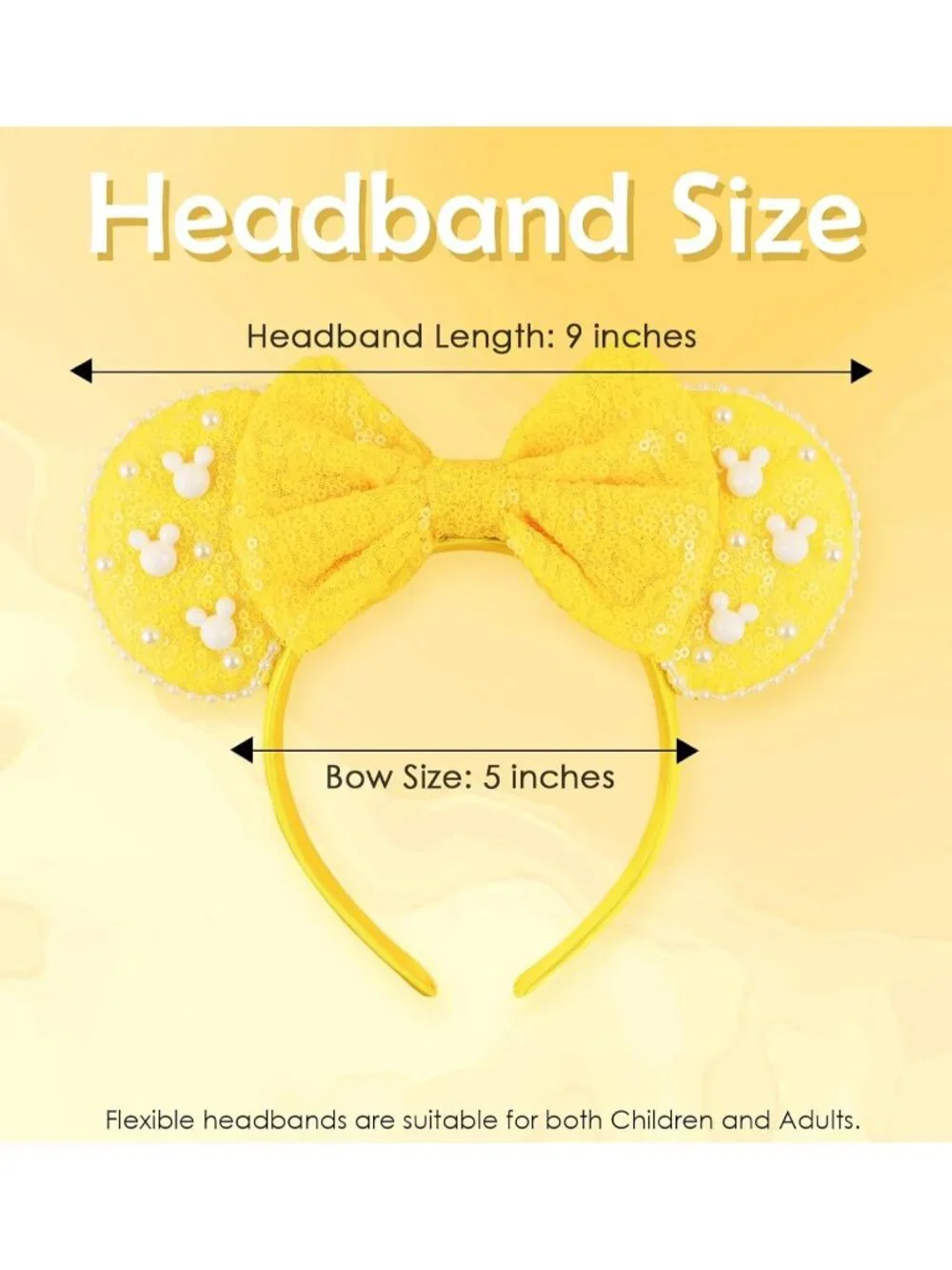 Women Yellow Polyester Velvet Mickey Mouse Halloween Costume Headband